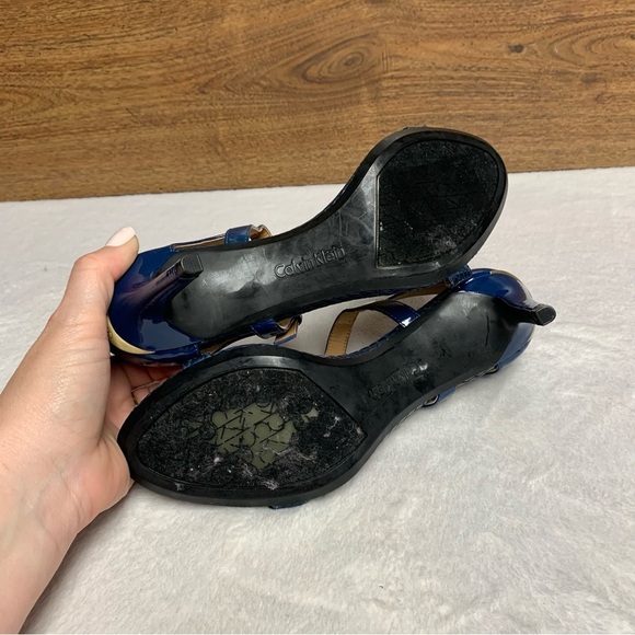 Calvin Klein blue strappy 3 inch heels shoes size 6 Lugina style NWOB - Picture 6 of 10